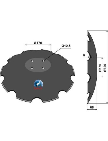 Disque crénelée à fond plat - Ø620