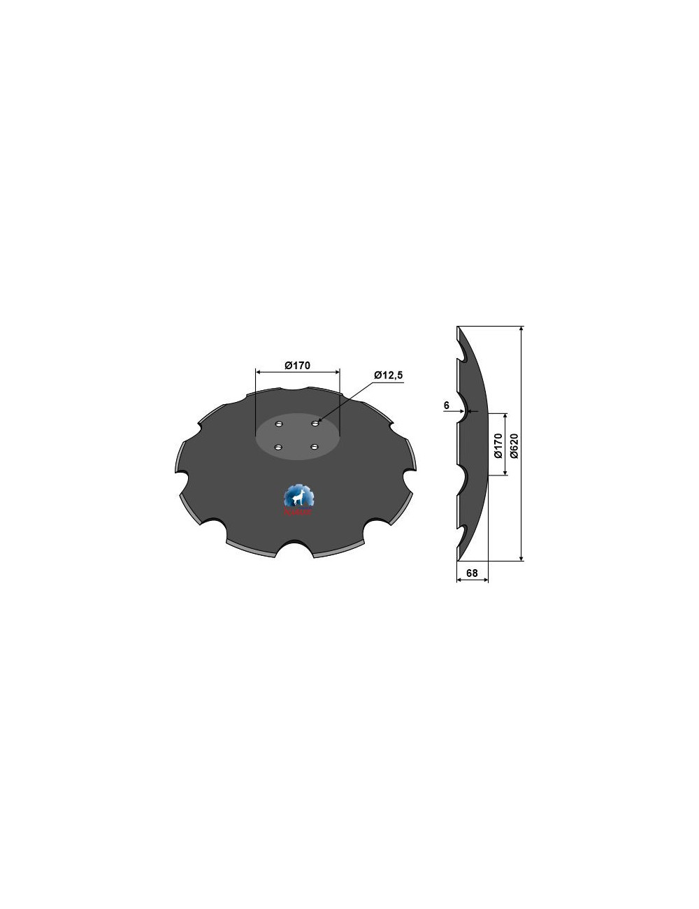 Disque crénelée à fond plat - Ø620