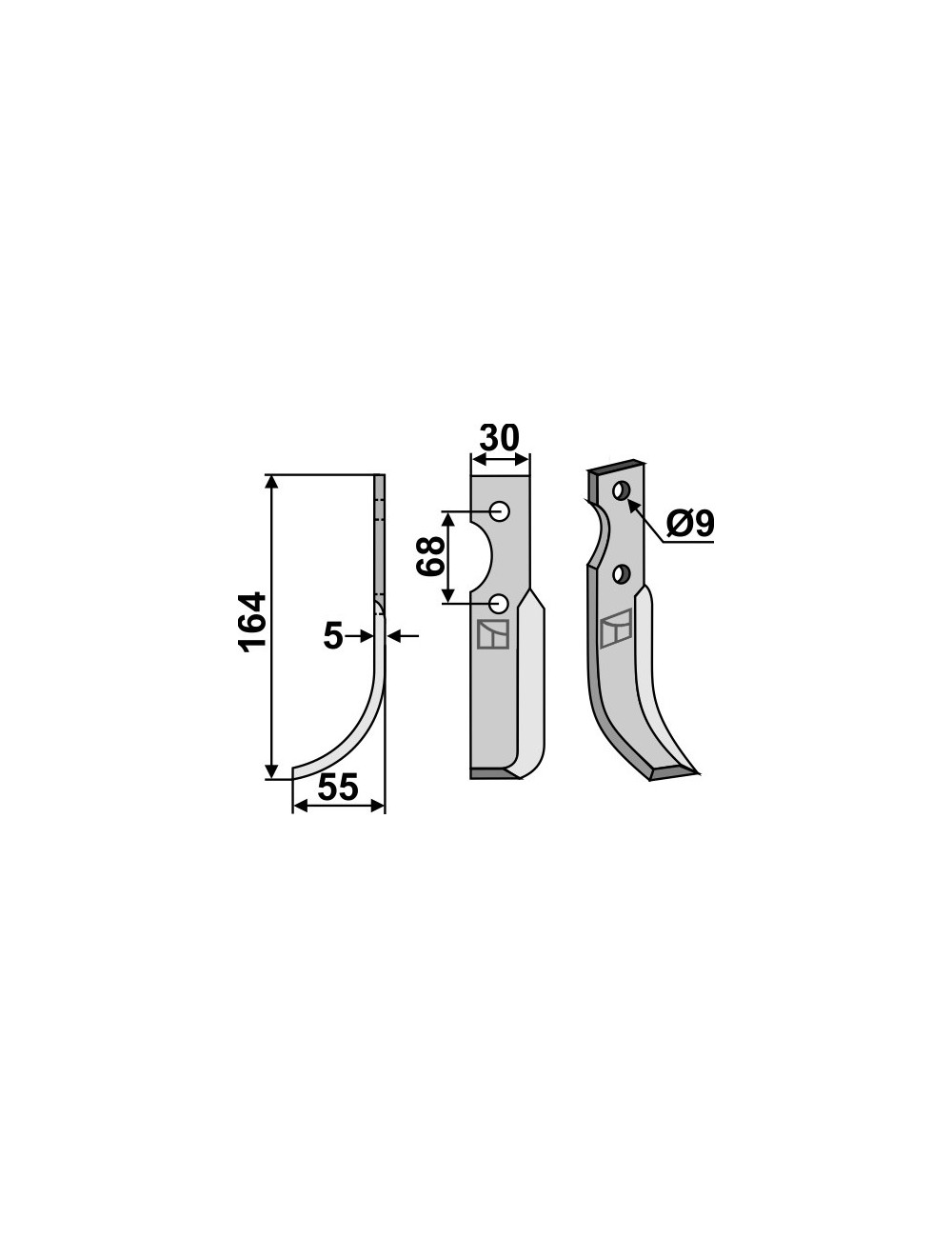 Couteau, modèle gauche