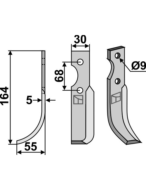 Couteau, modèle gauche