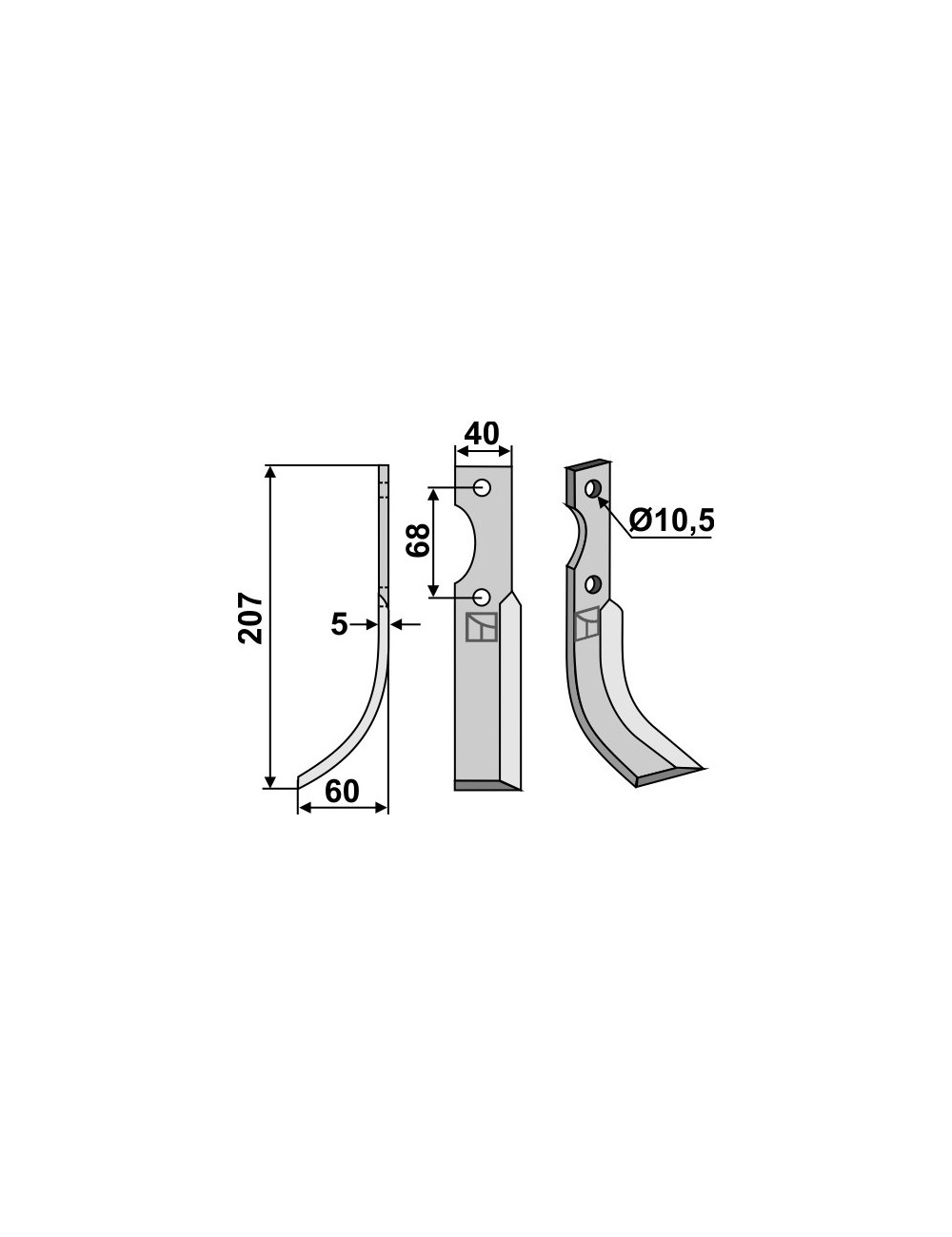 Couteau, modèle gauche