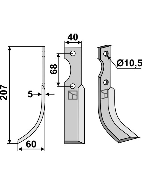 Couteau, modèle gauche