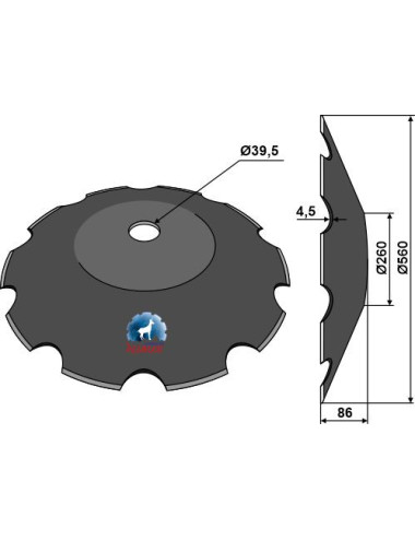 Disque crénelé Ø560x4,5 - Tronconiques
