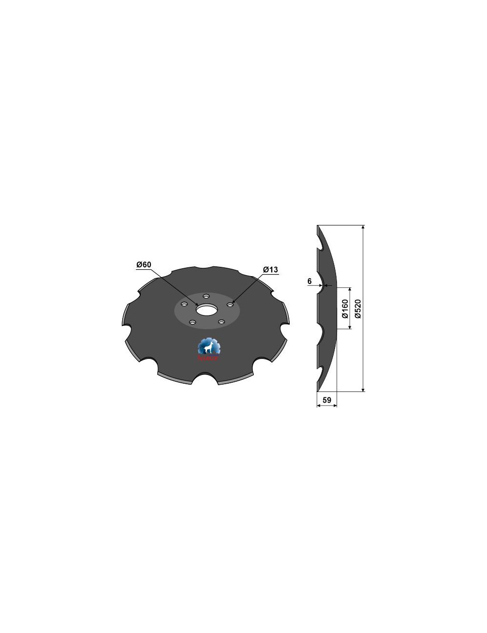 Disque crénelé à fond plat Ø520