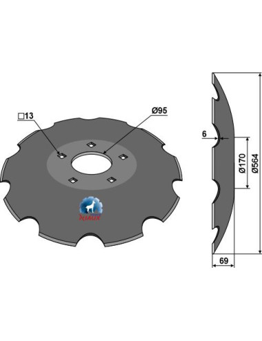 Disque crénelée à fond plat - Ø564