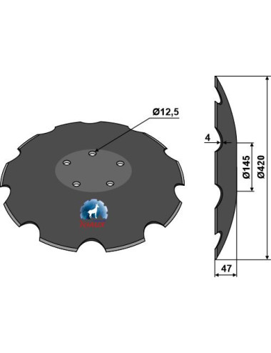 Disque crénelée à fond plat...