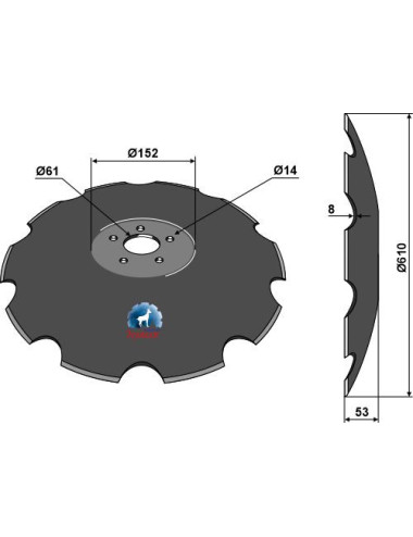 Disque crénelée à fond plat - Ø610