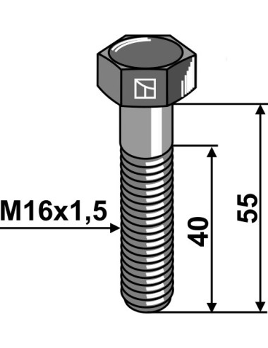 Boulon à tête hexagonale - M16x1,5X55 - 12.9