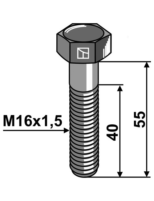 Boulon à tête hexagonale - M16x1,5X55 - 12.9