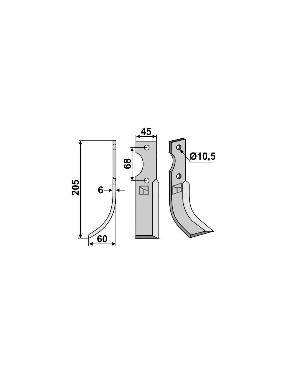 Couteau, modèle gauche