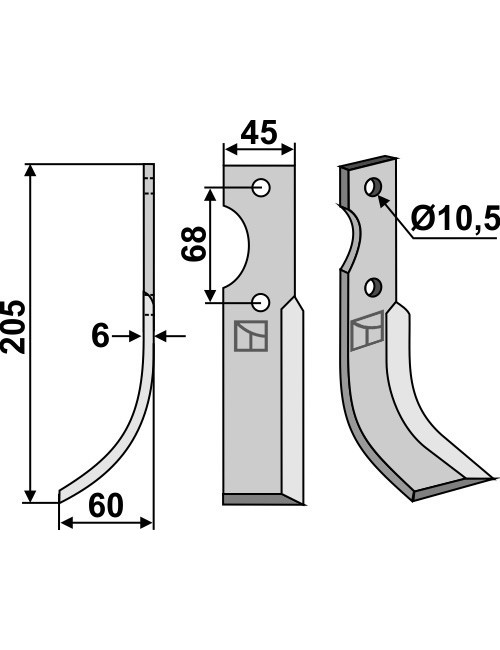 Couteau, modèle gauche