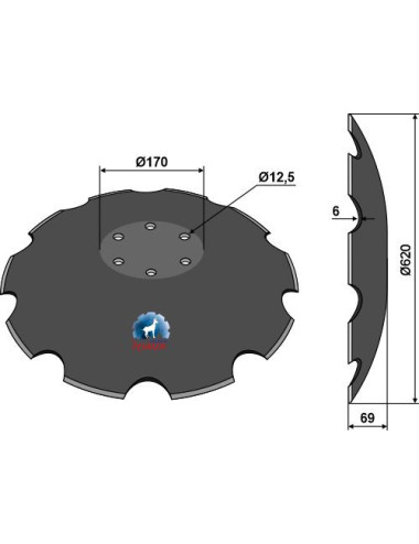 Disque crénelé - Ø620x6