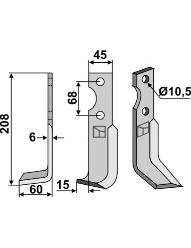 Couteau, modèle gauche