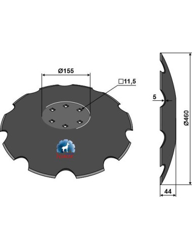 Disque crénelé à fond plat...