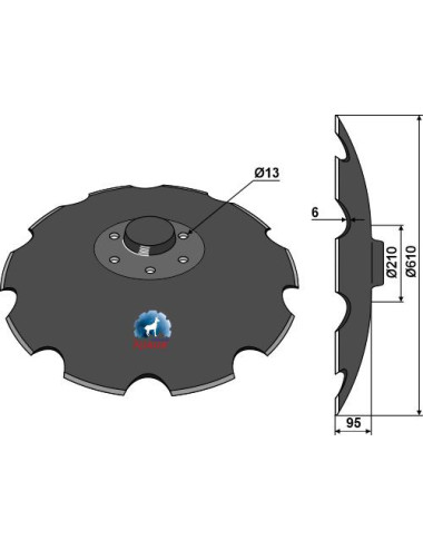 Disque crénelé à fond plat - Ø610