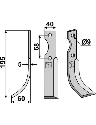 Couteau, modèle gauche