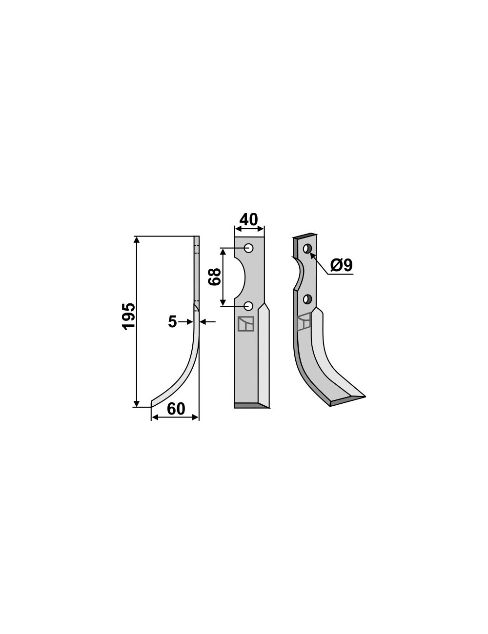 Couteau, modèle gauche