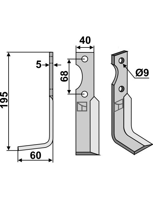 Couteau, modèle gauche