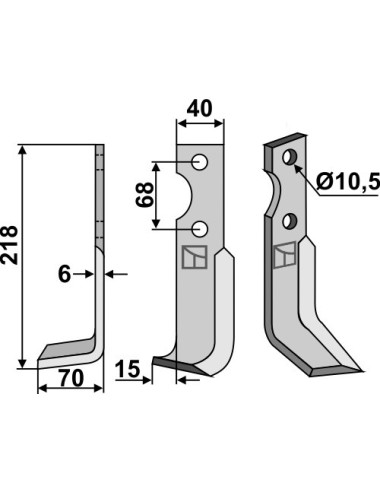 Couteau, modèle gauche