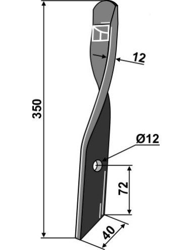 Couteau de herses pour Dyna-Drive, droit