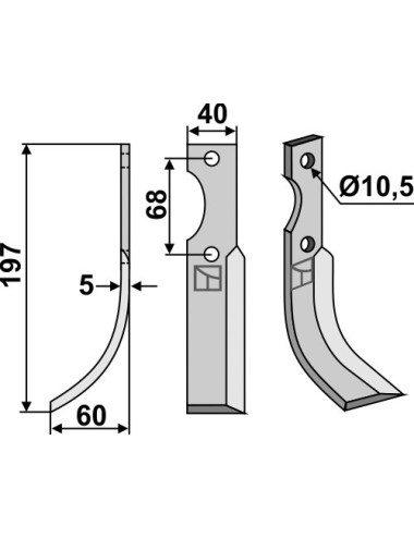 Couteau, modèle gauche