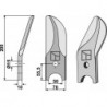 Couteau de herses à bêches rotatives 2 sections en acier au bore, gauche