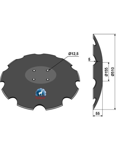 Disque crénelé à fond plat Ø510