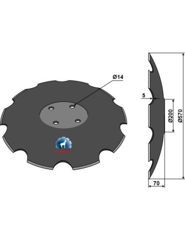 Disque crénelée à fond plat - Ø570