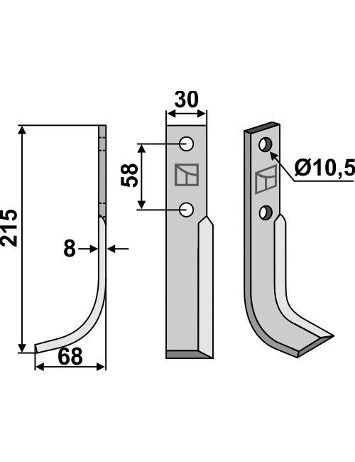 Couteau, modèle gauche