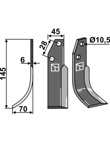 Couteau, modèle gauche