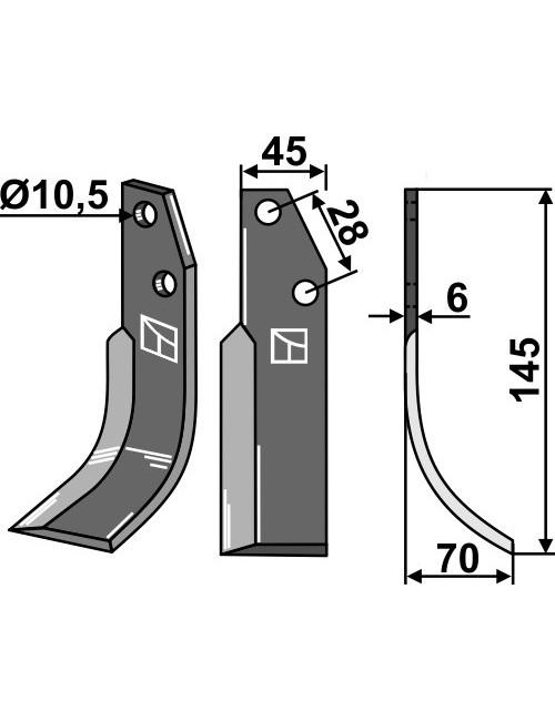 Couteau, modèle droit