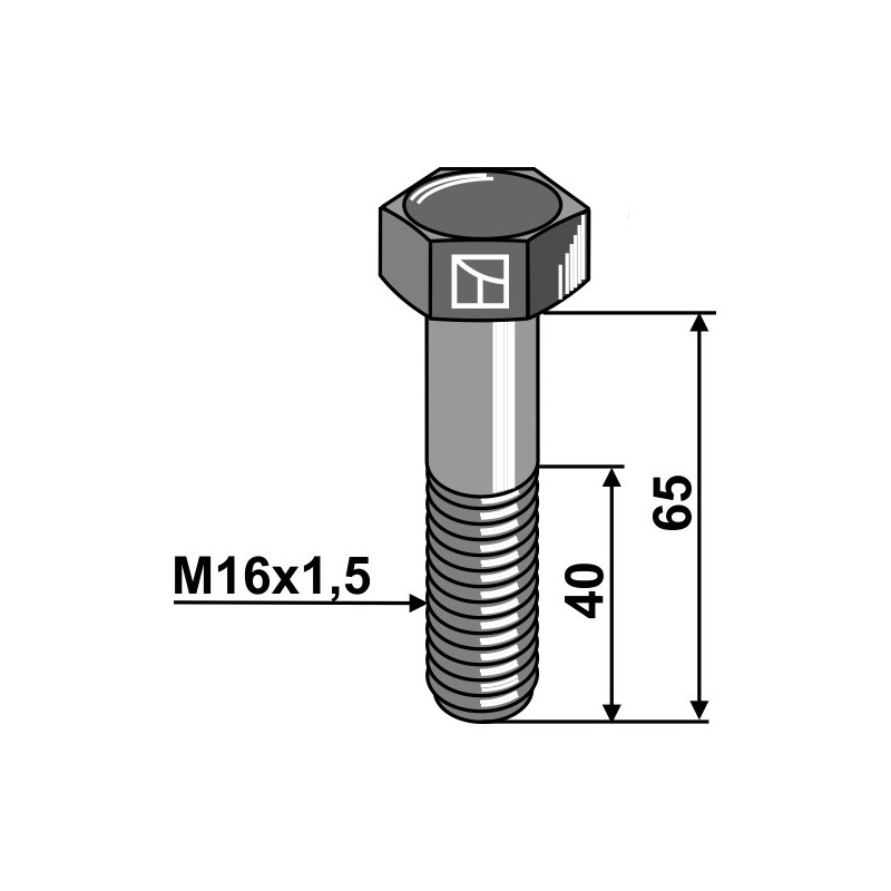 Boulon à tête hexagonale -  M16x1,5X65 - 12.9