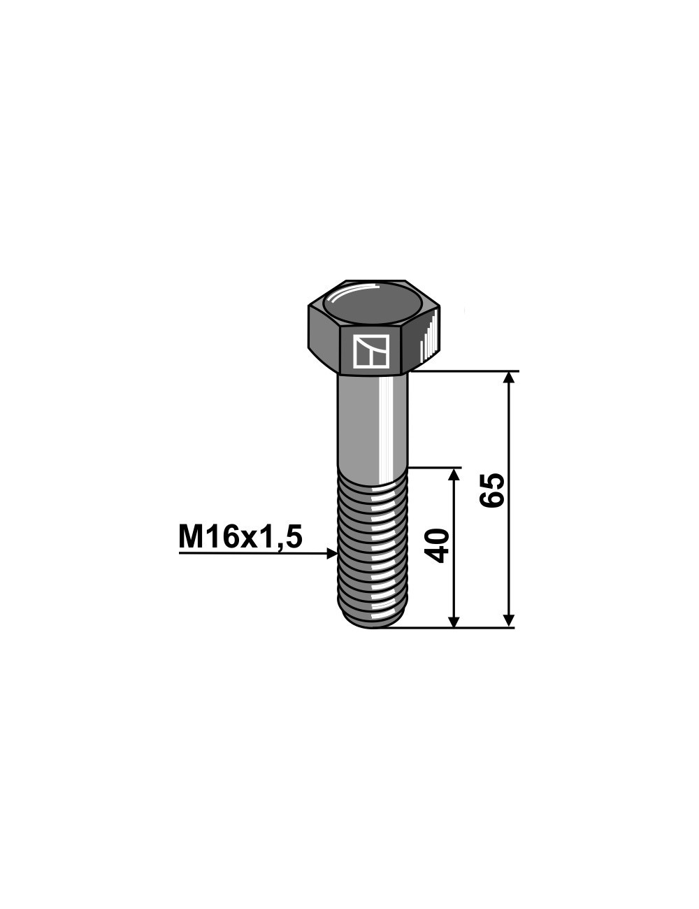 Boulon à tête hexagonale -  M16x1,5X65 - 12.9