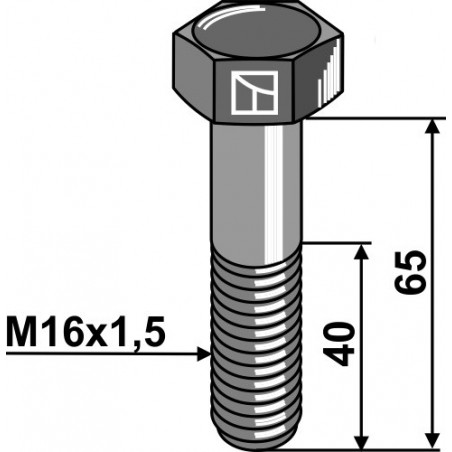 Boulon à tête hexagonale -  M16x1,5X65 - 12.9