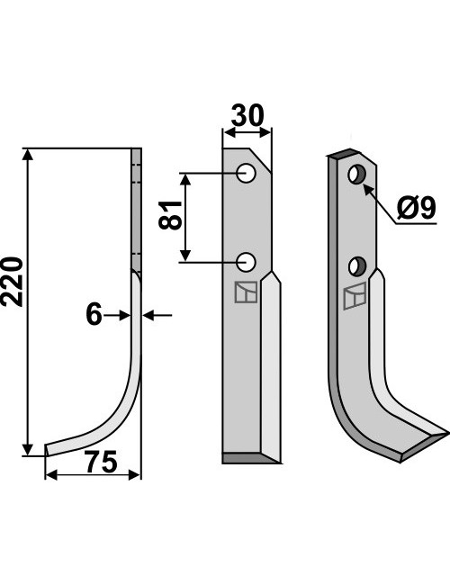 Couteau, modèle gauche