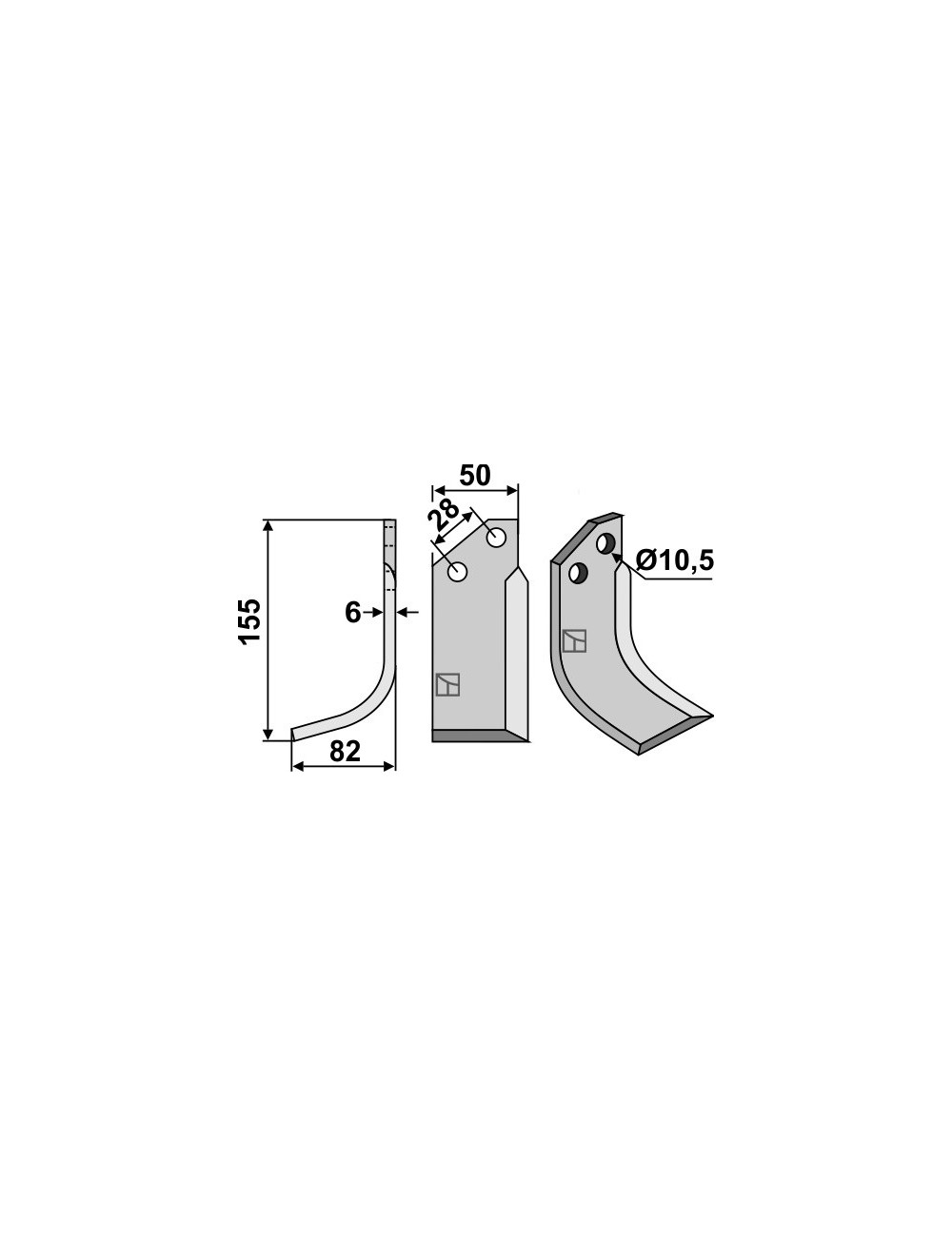 Couteau, modèle gauche