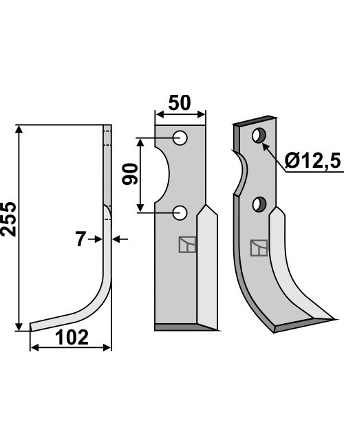 Couteau, modèle gauche