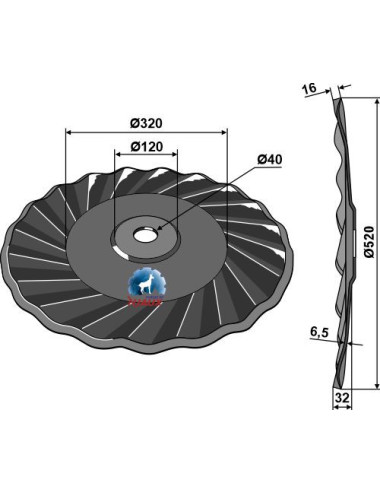 Disque ondulé Ø520x6,5 - droit
