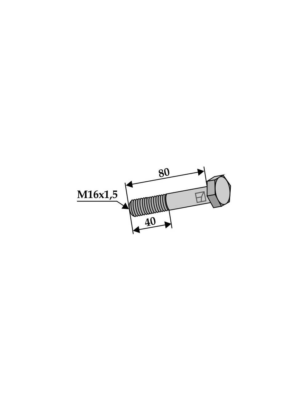 Boulon à tête hexagonale avec filet fin M16x1,5X80 12,9