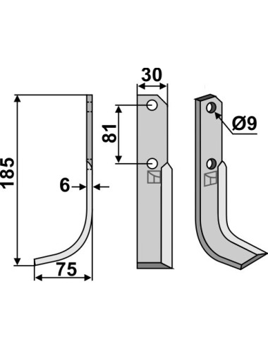 Couteau, modèle gauche