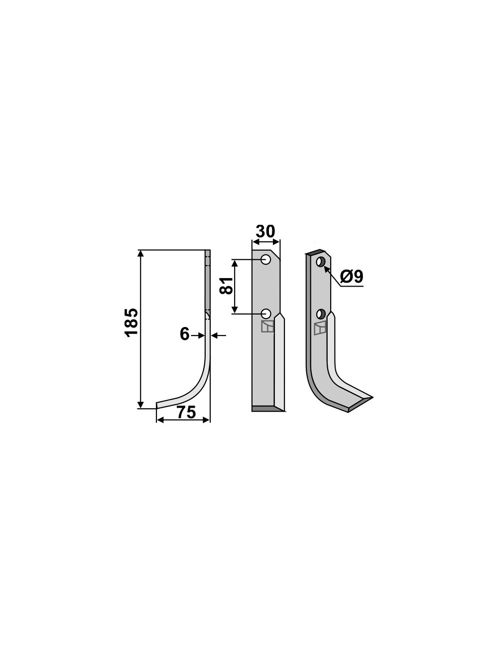 Couteau, modèle gauche