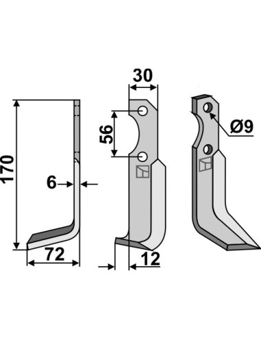 Couteau, modèle gauche