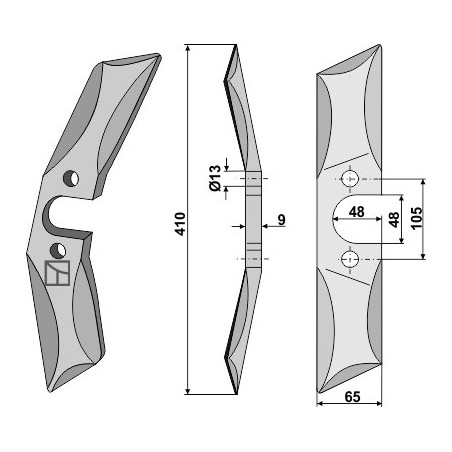 Couteaux pour emotteuses à bêches rotative - gauche