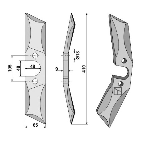 Couteaux pour emotteuses à bêches rotative - droit