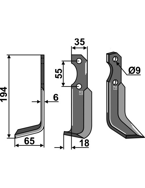 Couteau, modèle gauche