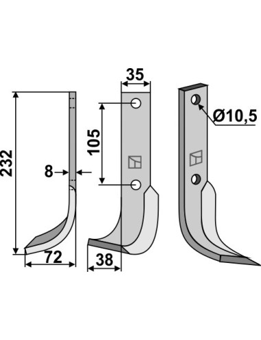 Couteau, modèle gauche