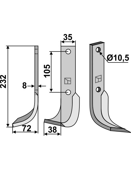 Couteau, modèle gauche