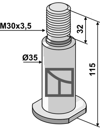 Arbre avec filet M30x3,5