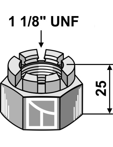 Écrou à créneaux dégages 1 1/8''UNF