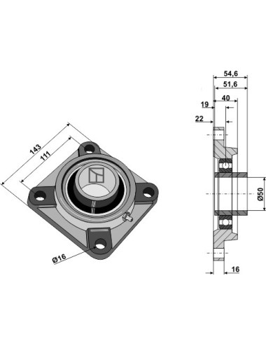 Palier de serrage UCF - Ø50